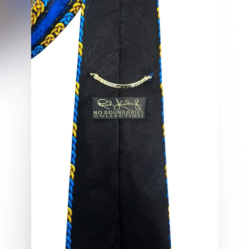 Rush Limbaugh No Boundaries Collection‎ Vintage Blue Yellow Links 90s Silk Tie